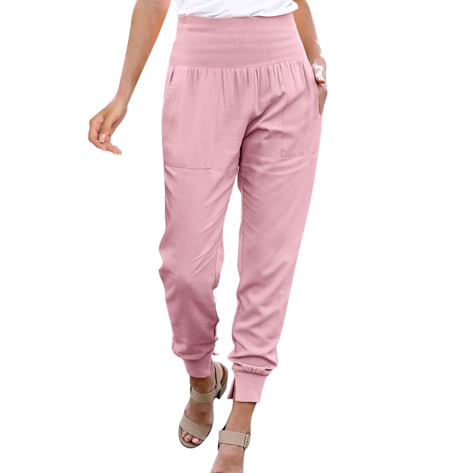 Women for Beach Cute Comfy Pants Pants Women s With Pockets Trousers Bottoms Leggings Casual Waist High Fabric Stretch Jogging Elegant Pants Utility