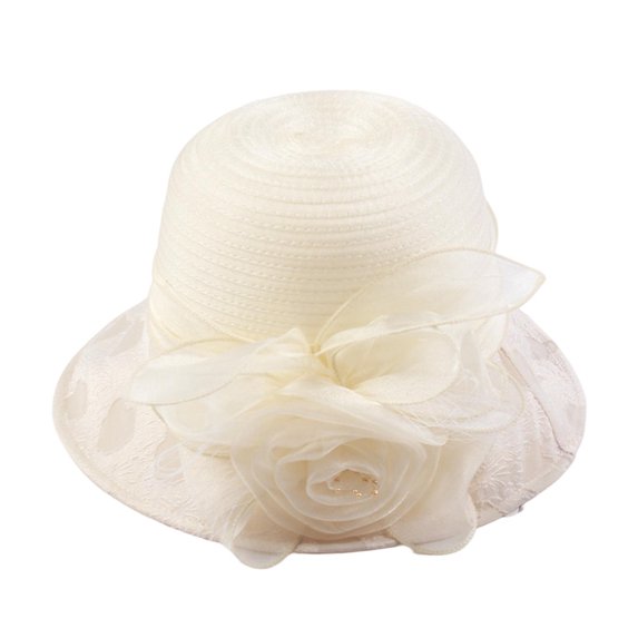 Women Beach Hat Flower Decor See-through Soft Princess Style Round Decorative Mesh Vintage Party Prom Lady Hat Headwear