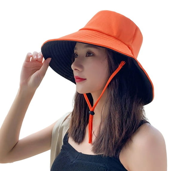 Women Beach Hat Packable Large Brim Floppy Sun Hat Reversible UPF 50+ Beach Sun Bucket Hat