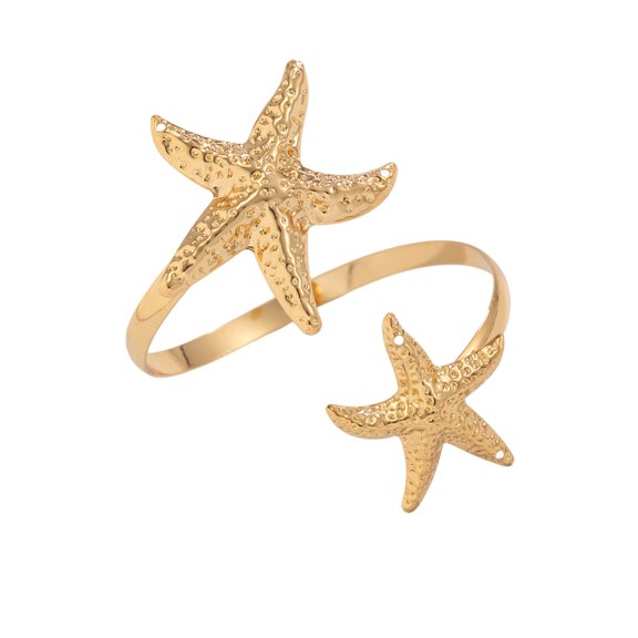 Women Beach Star Fish/Flower Upper Arm Bracelet Gold Color Armlet For Vacation And Evening Event Wear Arm Jewelry