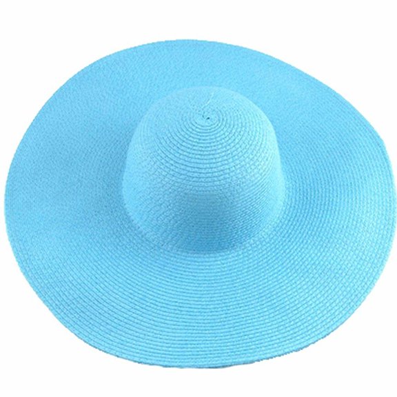 Women Beach Sun Straw Hat Wide Brim Summer Travel Floppy Packable Cap UPF 50