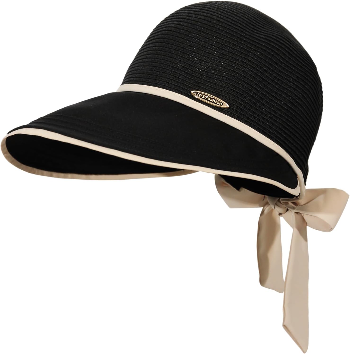 Packable Straw Wide Brim Sun Visor Hats for Women Adjustable Ponytail Beach UPF FURTALK Women main image 2