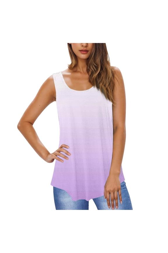 Women Beach Vacation Clothes Cute Summer Sleeveless Tank Tops Spring Fashion Cami T-Shirts Casual Loose Blouses