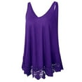 thumbnail image 1 of Women Beach Vest Tank Tops Flowy Round Neck Casual Summer Lace Trim Sleeveless T Shirts Blouse Cami Camisole, 1 of 2