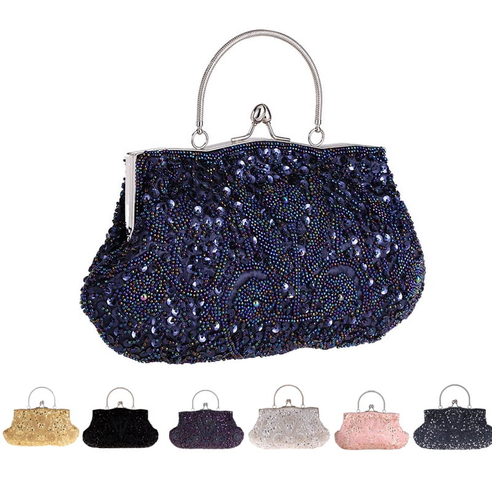 Navy beaded evening bag online