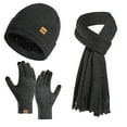 thumbnail image 1 of Women Beanie Hat Gloves Long Scarf 3 Sets Knitting Bow with Label Winter Dark Gray Free, 1 of 2