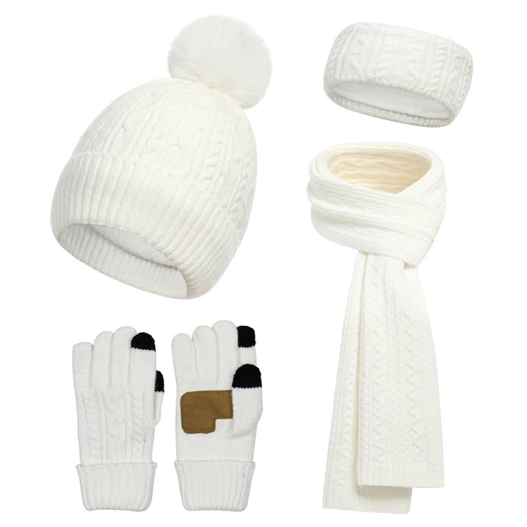 Winter Beanie Scarf Gloves Headband Set Fleece Lined Touchscreen display picture 1