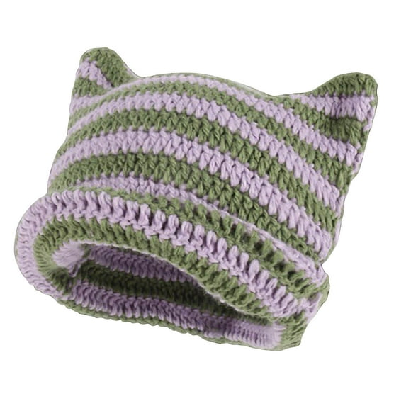 ZQUUVOU Women Beanie Warm Winter Hats, Cute Ear Soft Knit Lazy Beanie For Womenskull Cap For Men and Women Purple