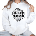 thumbnail image 1 of Women Beautiful fireworks With Hello 2026 Theme Letter Graphic Tee T Shirt Tops Hooded long-sleeved White S-2XL, 1 of 6