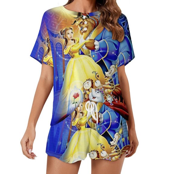 Women Beauty The Be-as Summer Pajamas Set Loungewear Sleepwear Short Sleeve Shirt with Shorts