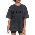 thumbnail image 1 of Women Believe John 14 1 White Faith Graphic Tee Flowy Fit T Shirt Top For All Occasions Available Short Sleeve Round Neck Black S-2XL Plus Size, 1 of 5