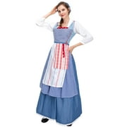 Women Belle Dress Cosplay Costume Belle Maid Dress Outfits Halloween Princess Gown Dress Suits Party Dress Up