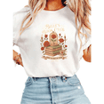 thumbnail image 1 of Women Belle's Book Club Rose Book Graphic Tees T Shirt Tops Round-neck Printed Cotton T-Shirt White S-5XL, 1 of 4