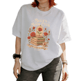 thumbnail image 1 of Women Belles Book Club Vintage Tale As Old As Time Floral Pattern Graphic Tees T-Shirt Short Sleeve Round Neck White S-5XL, 1 of 4