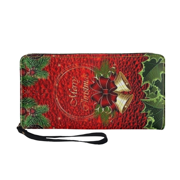 Women Bells Wallet RFID Blocking PU Leather Multi Credit Card Large Capacity Zip Around Clutch Travel Purse Wristlet