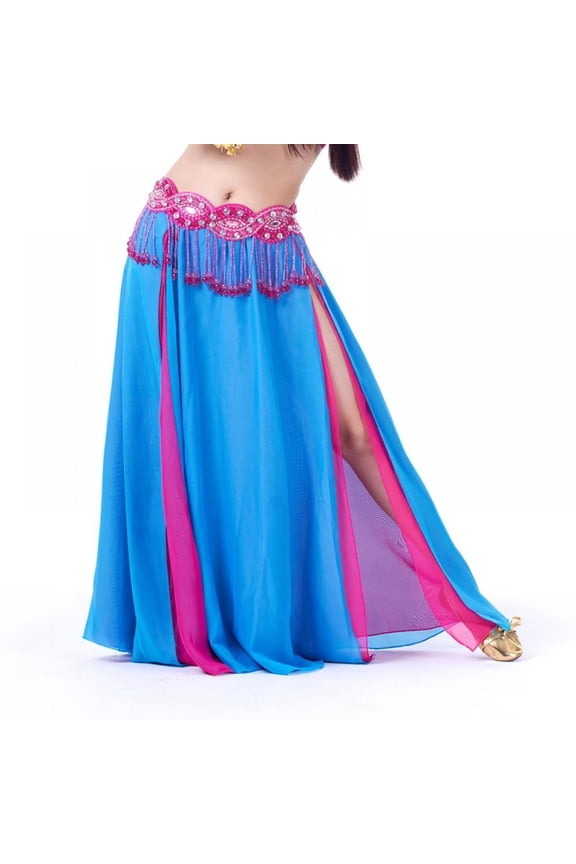 Women Belly Dance Hip Scarf Costume Chiffon Belly Dance Skirt Slik Skirt Dress