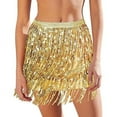 thumbnail image 1 of Women Belly Dance Hip Skirt Tassel Scarf Sequin Wrap Rave Costume ，Gold, 1 of 7