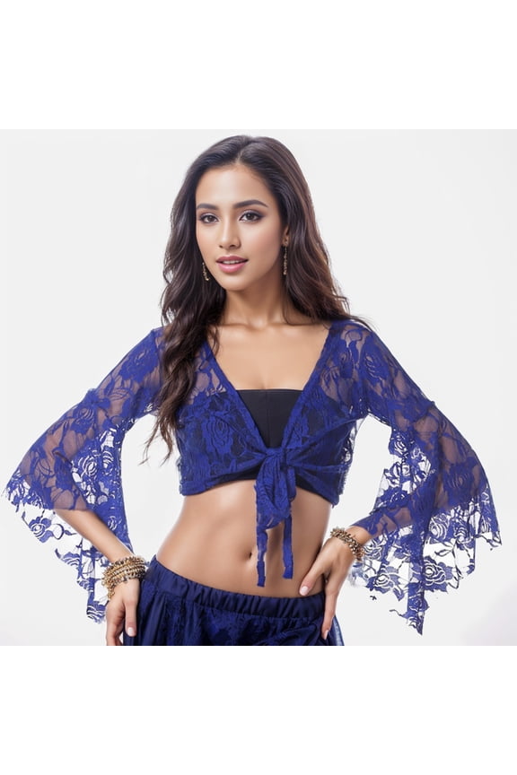 Women Belly Dance Lace Tops Floral Long Sleeve Wrap Carnival Top Large Scarf for Women Head Wrap Womens Evening Wrap Blanket Wraps Scarfs for Women Chiffon Capes for Evening Dresses Scarf Womens Top