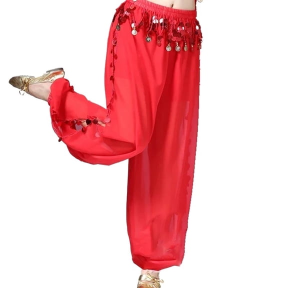 Women Belly Dance Pant Genie Pants Belly Dancing Tribal Costume Shinny Bloomers Trousers