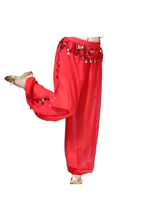 Women Belly Dance Pant Genie Pants Belly Dancing Tribal Costume Shinny Bloomers Trousers