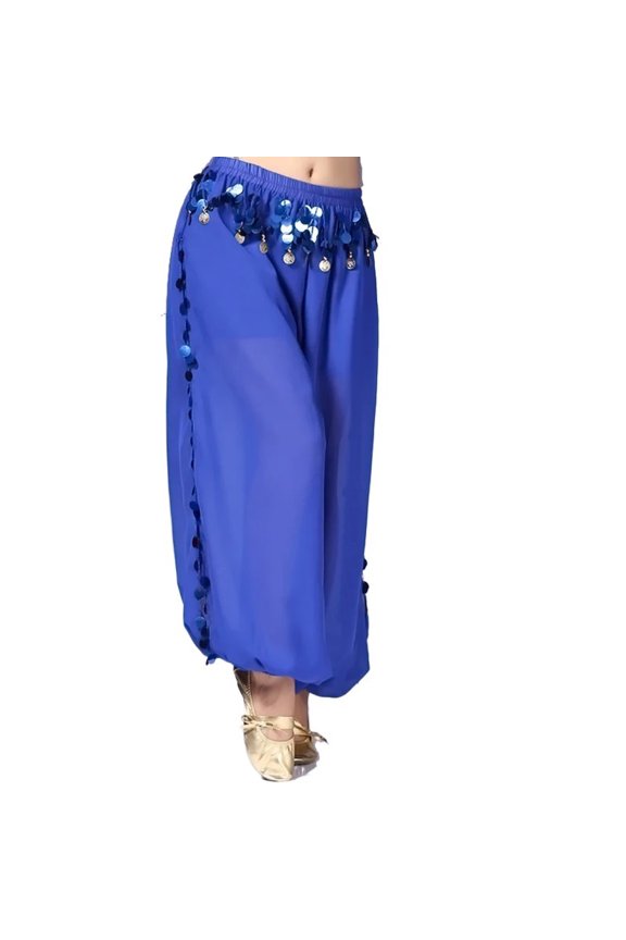 Women Belly Dance Pant Genie Pants Belly Dancing Tribal Costume Shinny Bloomers Trousers