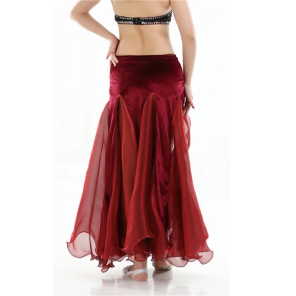 Women Belly Dance Performance Skirt Split Long Chiffon Skirt Low Waist Swing Dance Wear Carnival Party Dancing Clothing