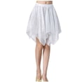thumbnail image 1 of Women Belly Dance Skirt Sequin Shiny Irregular Ruffle Mini Skirts High Waist Sparkle Fashion Party A-line Skirt (One Size, White), 1 of 4