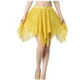 thumbnail image 1 of Savings Women Belly Dance Skirt Sequin Shiny Irregular Ruffle Mini Skirts High Waist Sparkle Fashion Party A-line Skirt (One Size, Yellow), 1 of 4