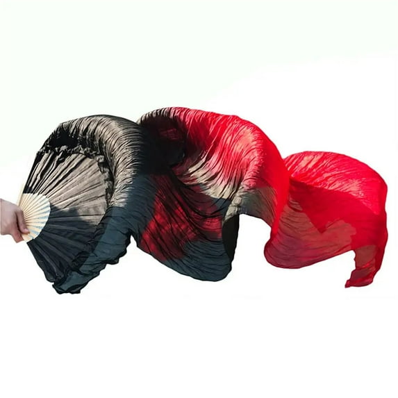 Women Belly Dancing Fan Veils Gradient Color Dancer Practice Imitation Silk Fan 1pair Long 120/150/180cm