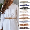 thumbnail image 1 of Women Belt Faux Leather Adjustable Holes Solid Color Thin Belt with Alloy Round Pin Buckle Casual Jeans Belt Costume Accessories, 1 of 8