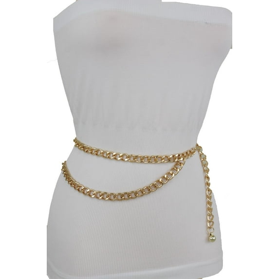 Women Belt Gold Metal Chain Links Hip Waist New Elegant Dressy Fashion Accessories