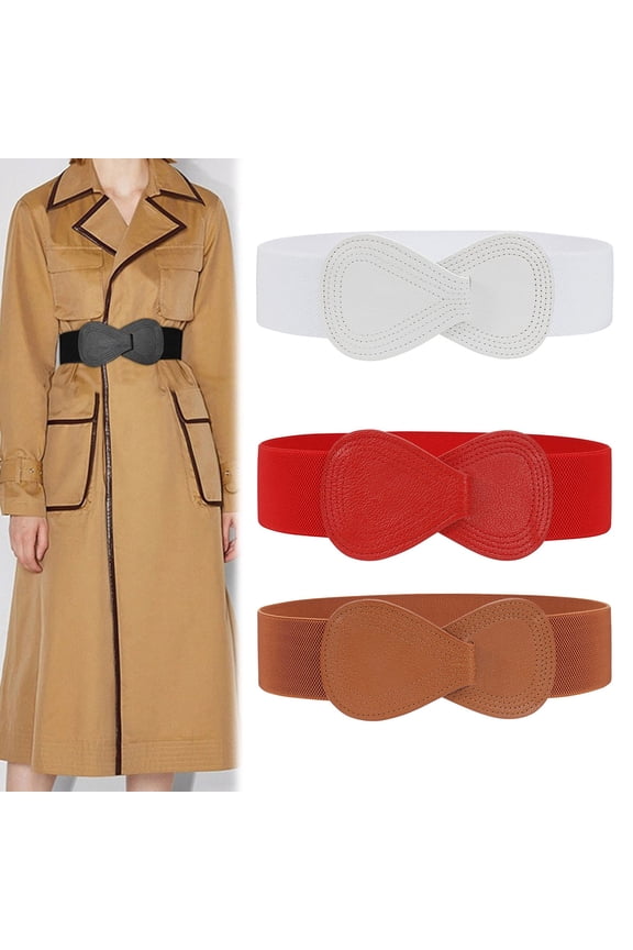 Women Belt High Elasticity Cross Bow Wide Band Solid Color Anti-slip Anti-break Great Tenacity Firm Stitching Slim Waist Lady Sweater Dress Waistband Waist Strap