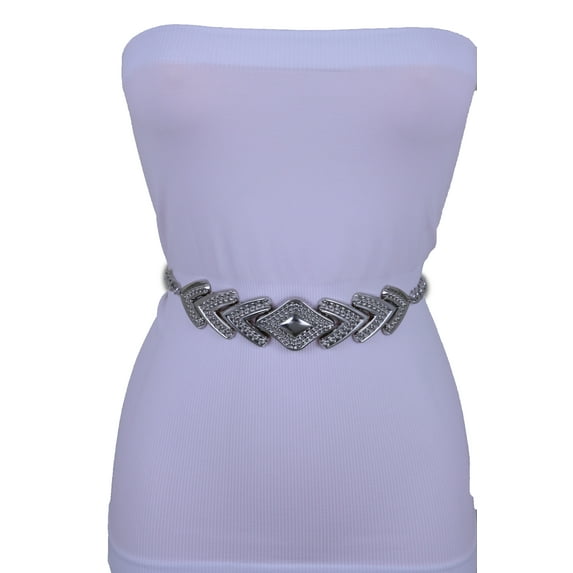 Women Belt Hip Waist Silver Metal Chain Arrowhead Charm XS S M