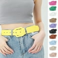 thumbnail image 1 of Women Belt Multi Holes Adjustable Length Square Buckle Faux Leather Waistband Jeans Dress Coats Candy Color Belt, 1 of 7