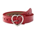 thumbnail image 1 of Women Belts for Dress Pants Fashion Waist Belt Plus Size Women Belts with Gold Buckle for Jeans Pants Dress Ladies Leather Belt Red Skinny Belts for Women Women Thin Belts for Dress Pants,Red, 1 of 6