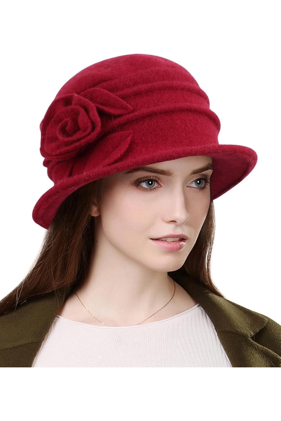 Women Beret Hat French Vintage Floral Dress Cloche Classic Winter Hat 1920s