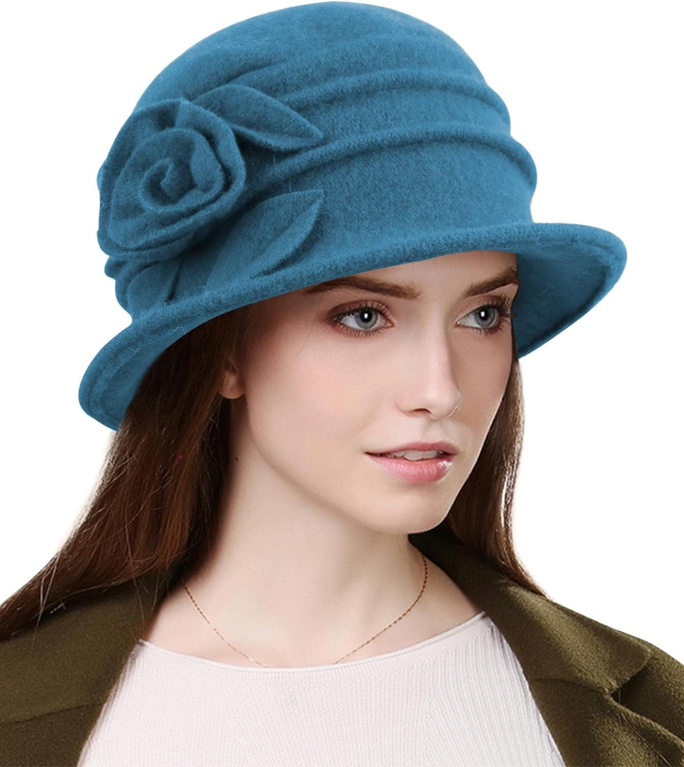 Women Beret Hat French Vintage Floral Wool Dress Cloche  display picture 1
