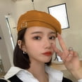 thumbnail image 1 of Women Beret Hat Leather Beret French Black Beret Artist Beret Cap, 1 of 6