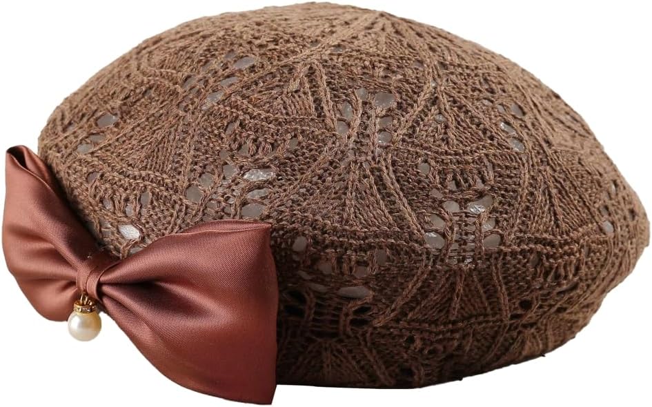 BIBITIME Handmade Crochet Skull Beanie - Slouchy Lace Flower Hat For Women