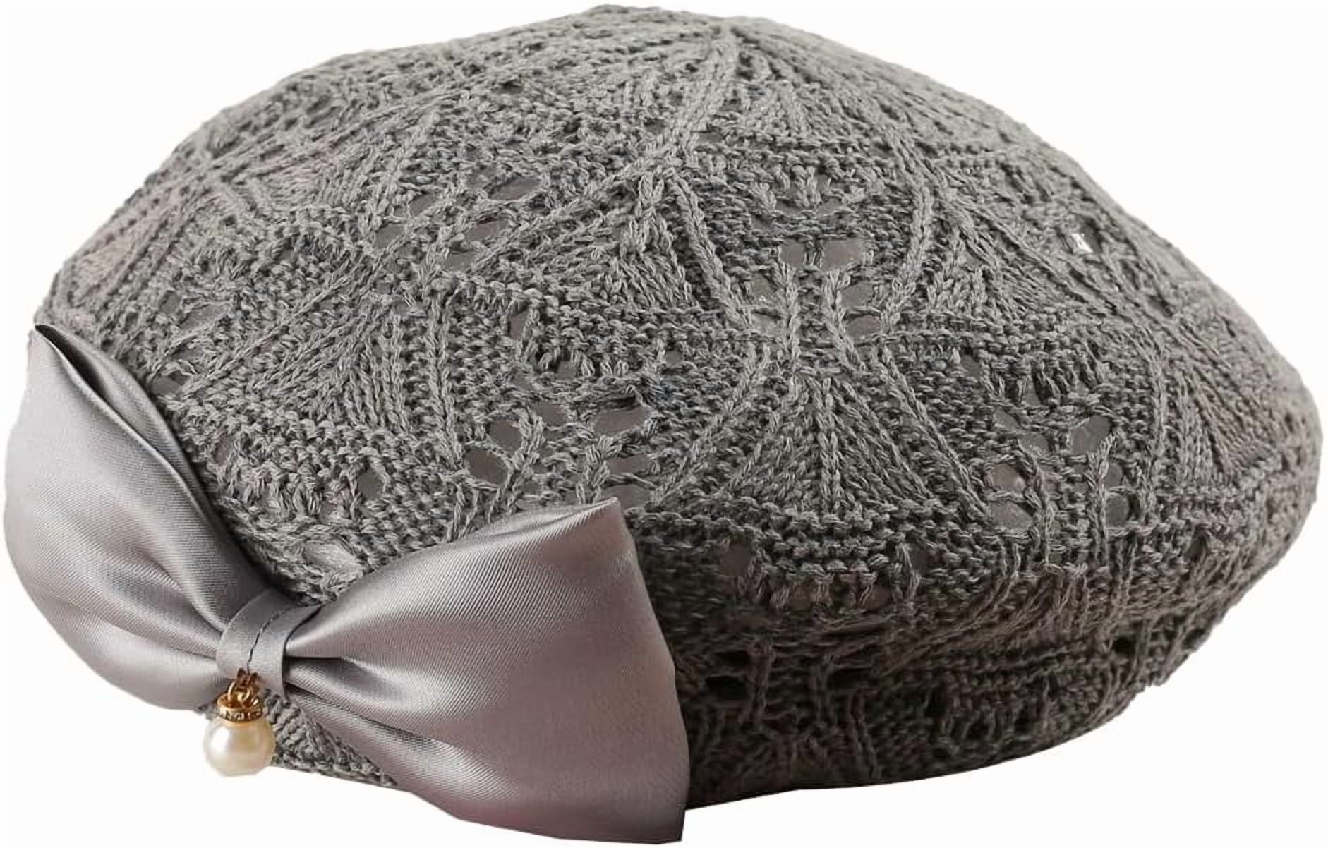 3498 Women Beret Hat French Hollow Sequins Decor Thin Beret Slouchy Crochet Premium Slouchy Beret/hand Crochet Bohemian Beret/luxury  main image 3