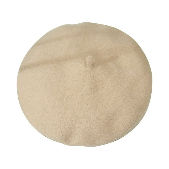 Women Beret Hat Winter Warm Artist Cap Girl Breathable Solid Color Beret Hat Head Accessory, Beige