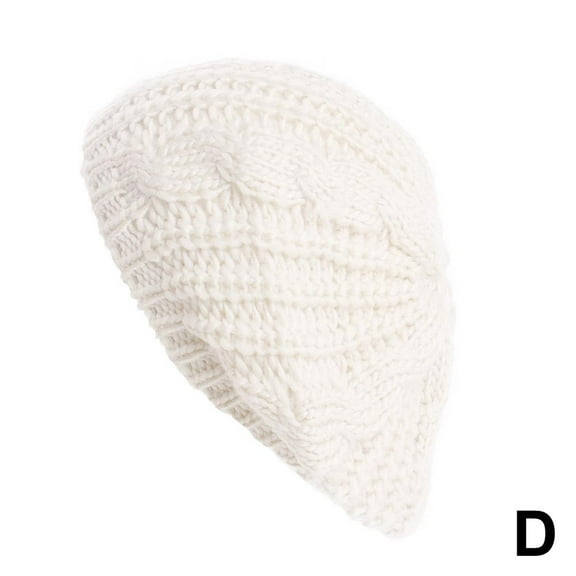 Women Beret Ladies Winter Warm Chunky Crochet Hat Baggy Knit Hats G7U7 W2X2