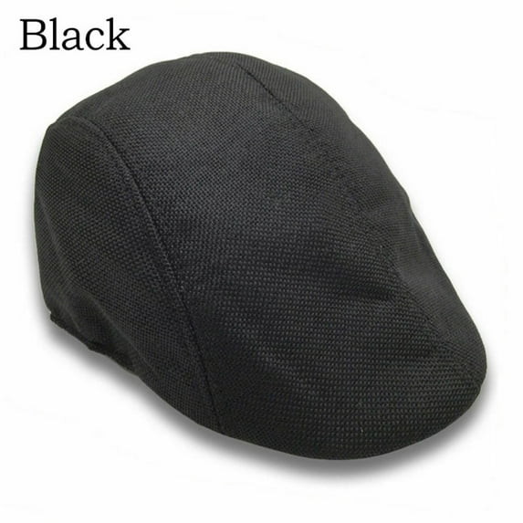 Women Beret Linen Sun Hat Hat Vintage Men Flat Cap Golf Driving Hat BLACK