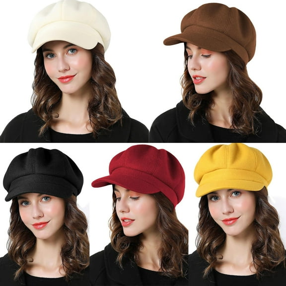 Women Beret Newsboy Hat French Wool Felt Cap Retro Fashion Trucker Hat Autumn Spring Winter