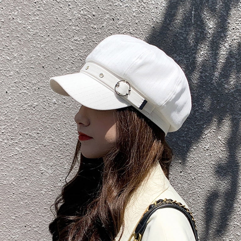 Vintage 50s Distressed Leather Bow Beret Hat Cap White Womens Size 22.5 USA Beret Hat With Cap | French Beret® main image 3