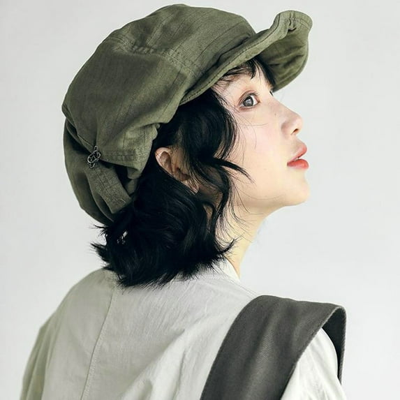 Women Beret Vintage Style Solid Color Japanses Style Adjustable Head Circumference Short Brim Painter Hat Any Occasion Newsboy Cap