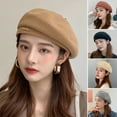 thumbnail image 1 of Women Beret Wind-proof No Brim Knitting Round Top Good Stretchy Dress Up Lightweight Elegant Lady Winter Beret, 1 of 8