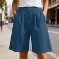 thumbnail image 1 of Women Bermuda Denim Shorts Knee Length Baggy Wide Leg Elastic Straight Casual Summer Dressy Shorts with Pockets Blue S, 1 of 9