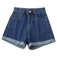 thumbnail image 1 of Women Bermuda Trouser Shorts, Yoga Booty Beach Athletic Running Denim Shorts Dark Blue 2XL, 1 of 3