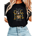 thumbnail image 1 of Women Best Dog Mom Ever Sunflower Leopard Print Graphic Tees T Shirt Tops Round Neck Printed Cotton T Shirt Black S-5XL, 1 of 5